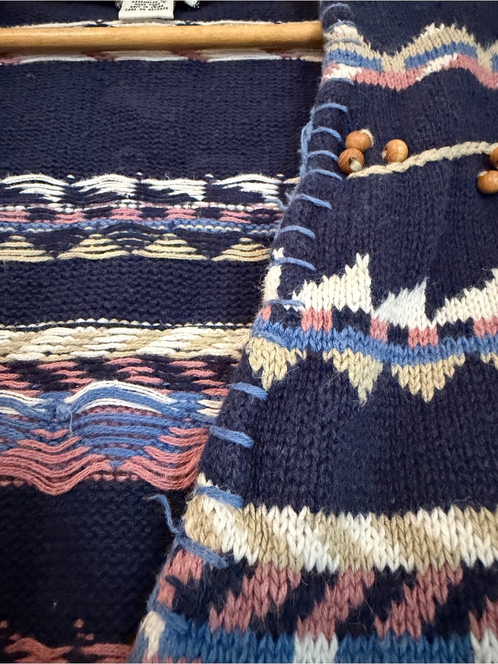 Navy Aztec Patterned Button-Front Knit Vest - Picture 6 of 7